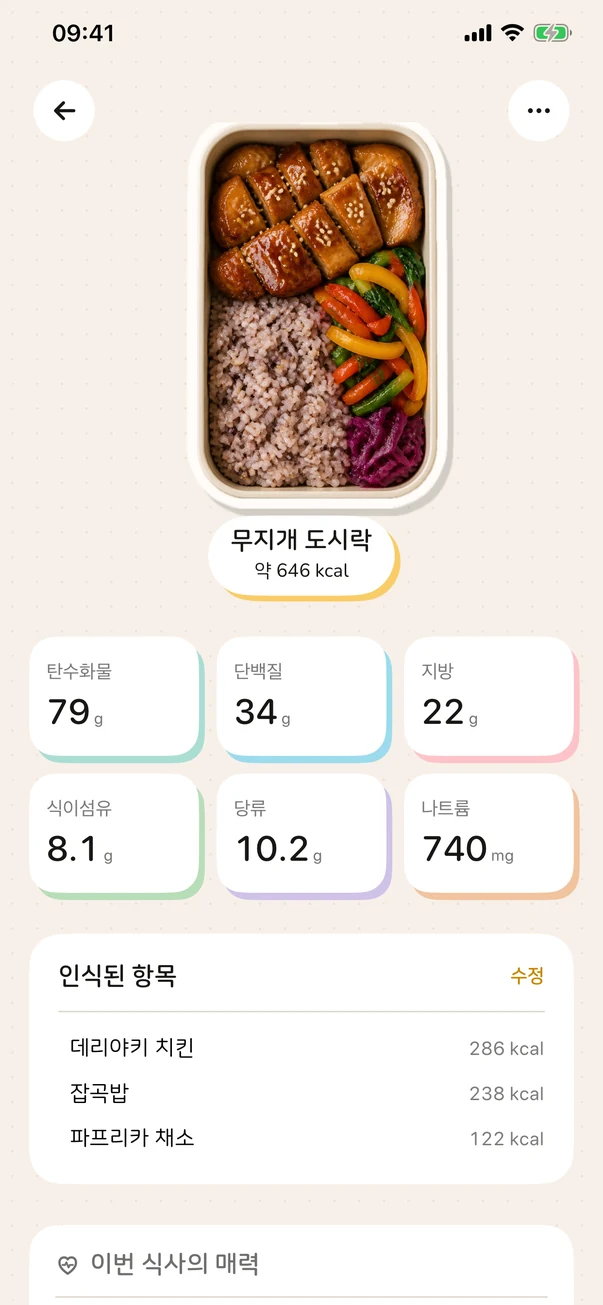 Foodle 식사별 영양 상세